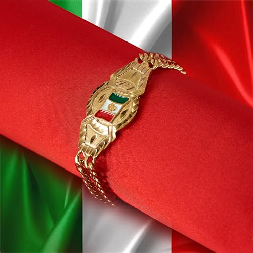 LIFETIME JEWELRY Mexican Flag Cuban Gold Bracelets for Men and Women 24k Real Gold Plated Mens Bracelet | Size 7-9 Inch (7)3