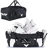 Elite Sports Monster MMA Duffel Bag – Large 44L Cordura Sports Bag w/Mesh Shoe Compartment & Adjustable Strap – MMA, BJJ, Martial Arts Gear – Fits Gi, Headgear, Shin Guards, Rash Guards & More