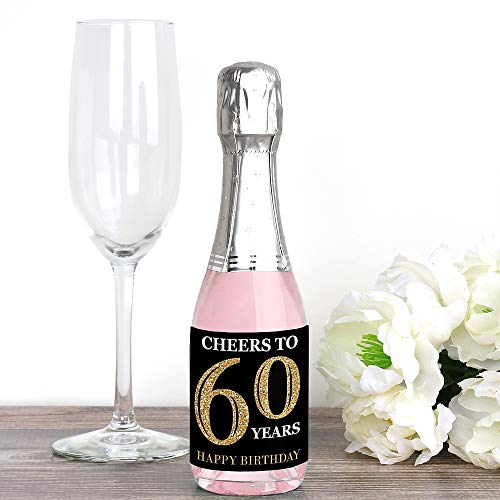 Calcomanías de 60 cumpleaños para botellas, celebra con alegría y estilo dorado 2