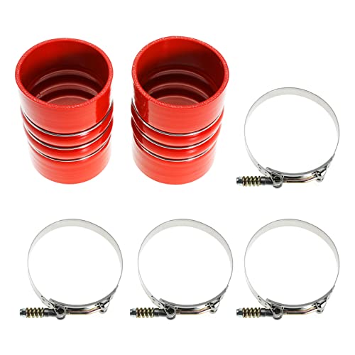 Image of Silicone Charge Air Cooler Hump Hose Boot Set 4 inch X 6 inch 4 inch with T Bolt Clamp Red
