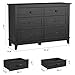 GarveeHome 6 Dresser for Bedroom, 47 in Wide Drawer Dresser with Storage Freestanding, Wooden Closet Storage Chest for Living Room, Bedroom, Entryway, Dark Black