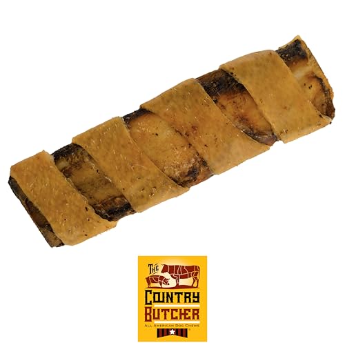 THE COUNTRY BUTCHER Meaty Beef Rib and Pork Skin Combo Dog Bones, Made in USA, Natural Chews for Light to Moderate Chewers & Medium to Large Size Breeds, 8 Count
