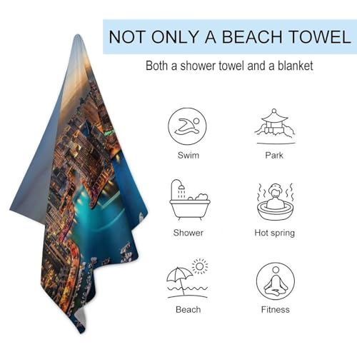 Serviette de plage super absorbante et compacte Dubaï Marina 130x80cm