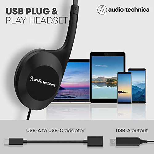 Audio-Technica Wired Headset for Video & Conference Calls Over Ear Headphone with Mic, Volume & Mute Control, USB A to C Adapter for Laptop,... - Image 5