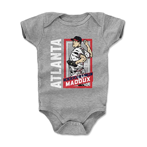 500 LEVEL Greg Maddux Baby Infant One Piece Bodysuit (18M, Heather Gray) - Greg Maddux Atlanta Sports Card WHT