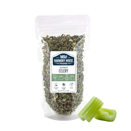 Harmony House Dehydrated Celery, Crosscut – Dried Vegetables For Cooking, Camping, Emergency Supply and More (1.5 oz, Zip Pouch)