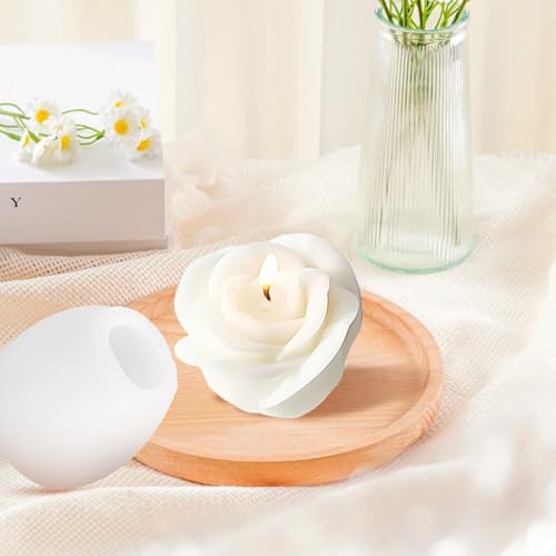 Image of Tecokart 3D Rose Flower Silicone Mold for Candle, Soap, Jelly, Chocolate, and Resin Crafts - Ideal for DIY Projects and Valentine's Day Gifts