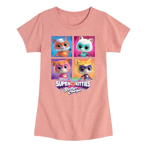 HYBRID APPAREL Super Kitties - Grid - Girls Fitted Short Sleeve Graphic T-Shirt