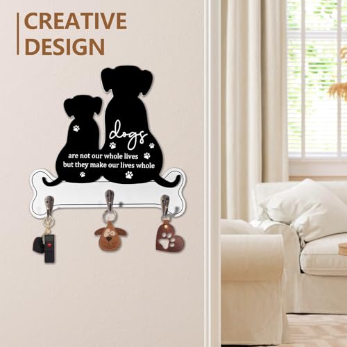 Farmhouse Dog - Themed Wall Hooks - Decorative Leash & Key Holder with Bone Shape and Paw Prints - 3 Sturdy Hooks for Pet Lovers' Entryway Decor (Black,9.25x8.94inch) - Image 3