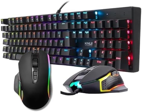 Kit Gamer Teclado Mecanico Antighosting e Mouse Ergonomico 7 Botões 4800 Dpi Led RGB