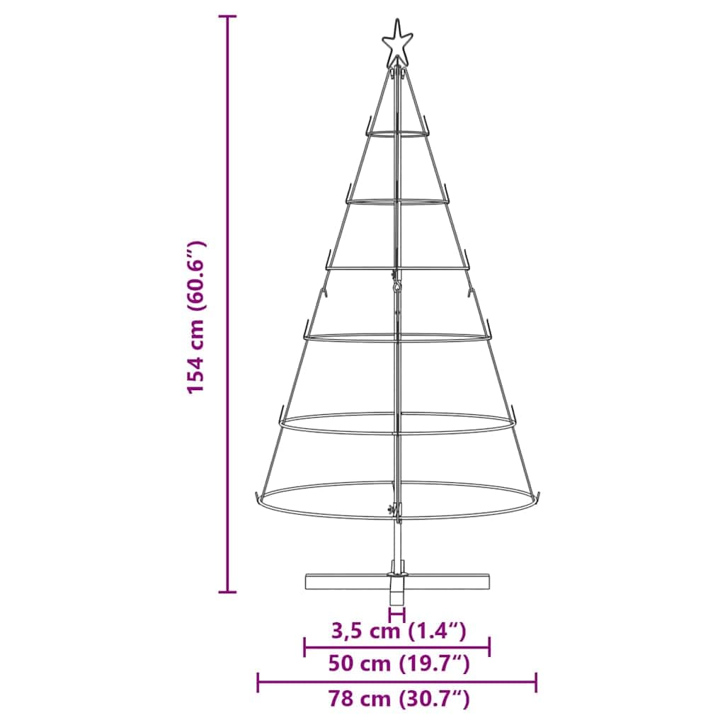Décoration de Noël artificielle avec support, noir, 154 cm, en acier, pour salon, intérieur, extérieur, l'avent, hiver, décoration festive avec effet naturel