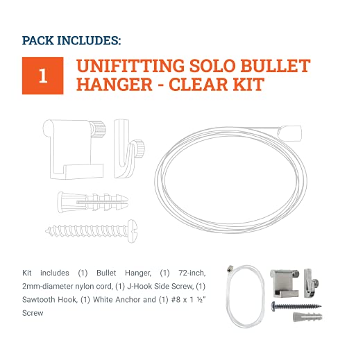 Image of PHS Adjustable Picture Hanging System - Bullet Hanger with Nylon Cable & Gallery Hooks - Art Hanging System - Art Cable Supports 25 lbs - No Track Needed