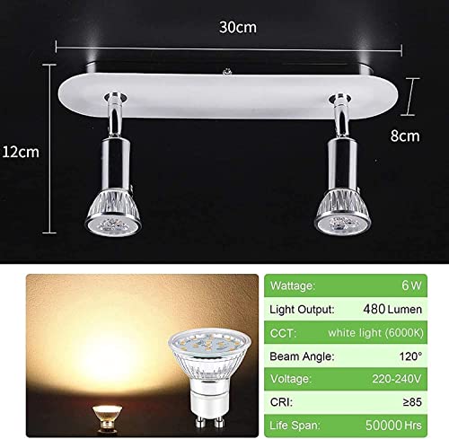 Lámpara de techo GU10 orientable de 2 vías con focos LED para cocina 7
