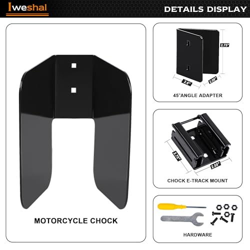 Image of 4 Pack E-Track Motorcycle Wheel Chock, E-Track Wheel Chock for Motorcycle, Bike and Dirt Bike, E-Track Accessories for Trailers, Trucks and Garage (Black)