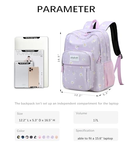 Image of abshoo Classical Basic Daisy Womens School Backpack For College Teen Girls Water Resistant Bookbag (Daisy Purple)