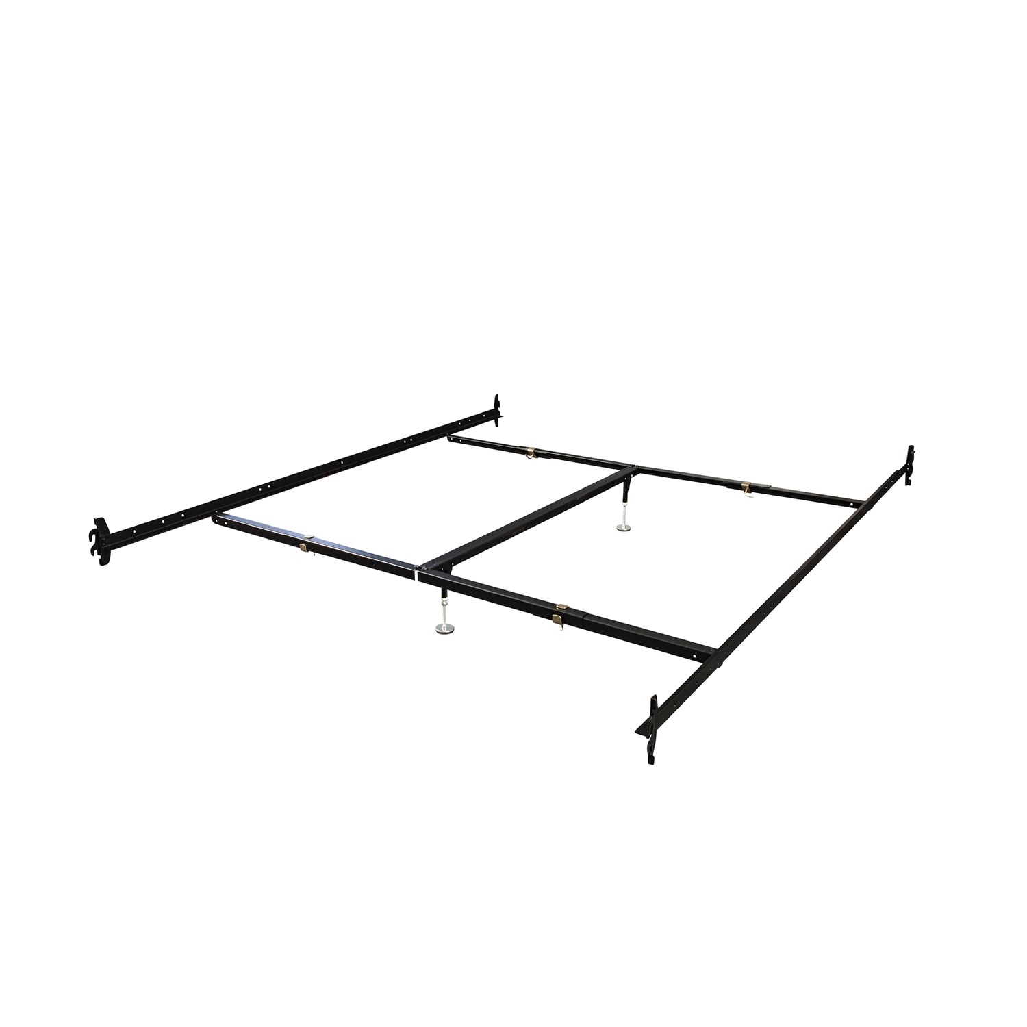 Hook in Bed Rail with Center Support/Crossarms/2 Legs/Adjustable Glides, 82-Inch, Queen/Eastern King
