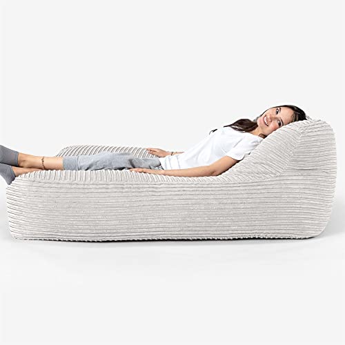 Lounge Pug, Schlafsofa Sitzsack, Chaiseloungue, Cord Creme – Bild 4