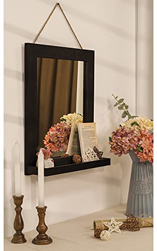 Emfogo Wall Mirror With Shelf, 20 X 16 Inch Farmhouse Decor Wall Mirror Hanging For Bathroom, Vanity, Bedroom, Entryway, Living Room (Weathered Black) #TOP1