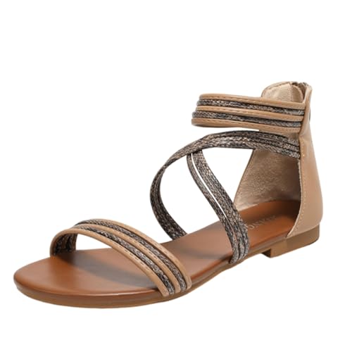 Sandales de plage plates kaki : le confort chic pour vos promenades d'été en taille 40
