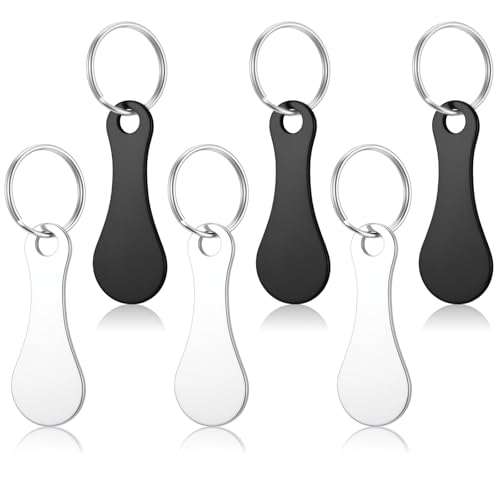 ElevateTech 6 Pcs Quarter Keychain Metal Shopping Cart Trolley Tokens Portable Disassembly Trolley Key Ring Unisex Supermarket Keychain Token Keyrings for Grocery Shopping Cart, Silver & Black