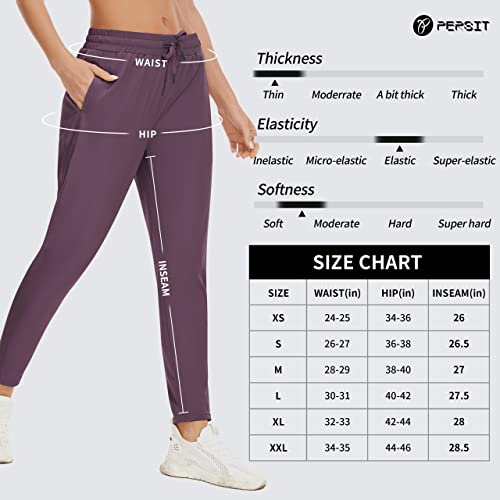 Persit Womens Joggers Pants With Pockets, Workout Lightweight Quick-Dry Running Athletic High Waisted Tapered Casual Hiking Pants - Vintage Grape - S #TOP5