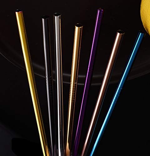 Miniatura 5 de Pajitas rectas de metal reutilizables azules, 100 unidades a granel (8.5 pulgadas de largo, azul-100 piezas rectas)