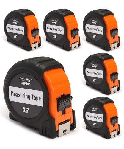 Image of Mr. Pen- Tape Measure, 25-Foot, 6 pcs, Orange, Steel Measuring Tape, Bulk Tape Measure with Fractions