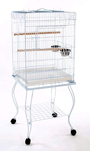 57" Rolling Standing Medium Dome Bird Cage Open Top Quaker Parrot Cockatiel Sun Parakeet Green-Cheek Conure Canary Lovebird Budgie Parrotlet Finch Cage With Detachable Stand #TOP1