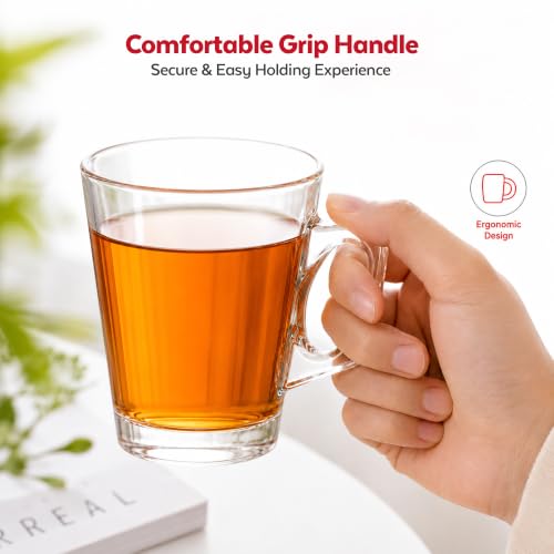 Image of QNQ Transparent Tea and Coffee Cup, Glass Cups, Clear Tea Cups Glass, (130ml, Set of 6)