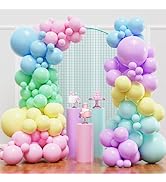 Pastel Balloons, 136pcs Pastel Balloon Arch Kit with Different Sizes, Multicolor Macaron Balloons...
