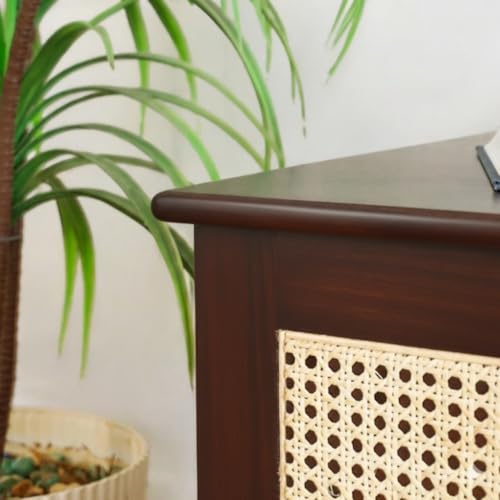 Image of MISAN Storage Boston Rattan Storage Trunk Box - Stylish & Practical Brown Wooden Chest for Home Organization | Versatile Storage Solution with Elegant Woven Design (Walnut)