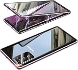 MOSSTAR Cover per Samsung Galaxy S20 FE, Custodia 360 Gradi Full Body Trasparente Vetro Temperato+Metal Bumper con Adsorbimento Magnetico, Rugged Armor per Galaxy S20 FE Case 6,5",Lavender