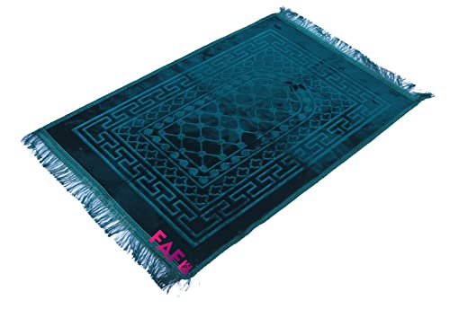 Image of Modern Premium Janamaz Prayer Mat Musalla Soft Velvet Mat For Salah Musallah And Namaz, 20 Cm, 10, Green, Rectangular