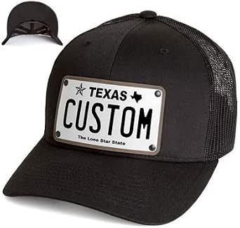Custom License Plate Snapback Trucker Hat Printed on Leather Patch. image 4