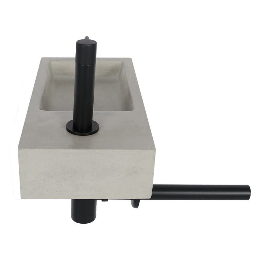 Differnz Jukon Lavabo - Lave main Béton Gris Clair - Robinet Droit Noir Mat - Ensemble Complet - 38,5 x 18,5 x 9 cm