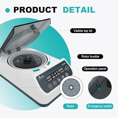 Digital 12000rpm High Speed Centrifuge Machine 12x40mm Glass Tube Microcentrifuges w/Over Temperature Protection