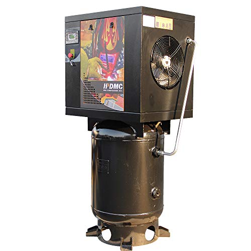 HPDMC 7.5 HP Rotary Screw Air Compressor 18cfm@175psi with 60 Gallon Air Tank Mounted 230V/60HZ/1-Phase Industrial Air Compressed System