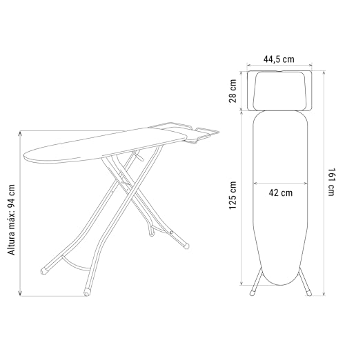 Miniatura 7 de Cofan Tabla De Planchar Grande Peso 9 Kg Color Rojo Medida Plegada 161 Cm X 44,5 Cm X 10 Cm Altura 94 Cm Abierta Área De Planchado 125 Cm X 42 Cm