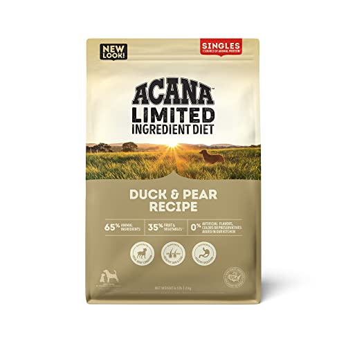 Acana Singles Limited Ingredient Dry Dog Food, Duck & Pear Recipe, Single Protein Source Dog Food Kibble, 4.5Lb #TOP16