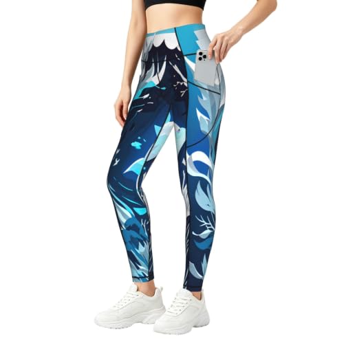 Pantalones de yoga para mujer con estampado de ballena y bolsillos prácticos