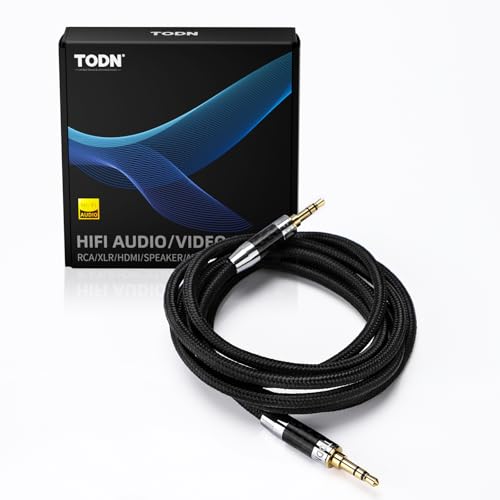 Image of TODN Hi-Fi AUX Cord, O-C-C Cores 3.5mm Audio Cable, Audiophile AUX to AUX Cable for Car /Stereo /Headphone /PC (6.5ft /2m, 90 Degree)