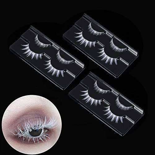 Okdeals 6 Pairs Dramatic White Anime Eyelashes 3D Fluffy Upper&Lower Lashes Cosplay White Spiky Eyelashes Japanese Style Makeup Manga Lashes For Masquerades Photo Shoot Cosplay Party Beauty Eye Lash Extension Tools #TOP19