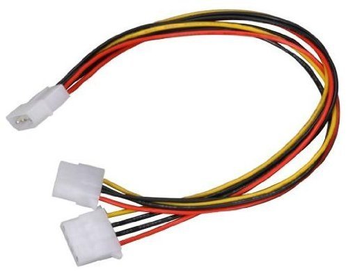 Molex 4 pin Y Splitter Cable, Combo 2 Cables Set, 13.75 inches long each leg, no sleeve, 18 AWG cable wires, ship from Los Angeles