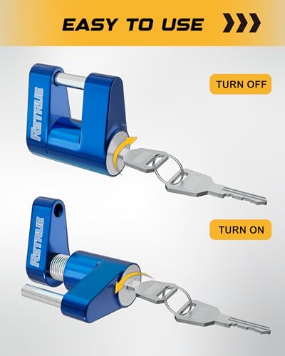 RETRUE Trailer Tongue Coupler Lock, Trailer Hitch Lock,Dia 1/4 Inch, 3/4 Inch Span for Tow Boat RV Truck Car\'s Coupler, Blue - Thumbnail 5