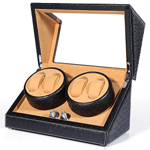 Preisvergleich Produktbild Doppelter automatischer Uhrenbeweger, Stromversorgung, batteriebetriebene 4 mechanische Uhrspeicher-Displaybox, Unisex