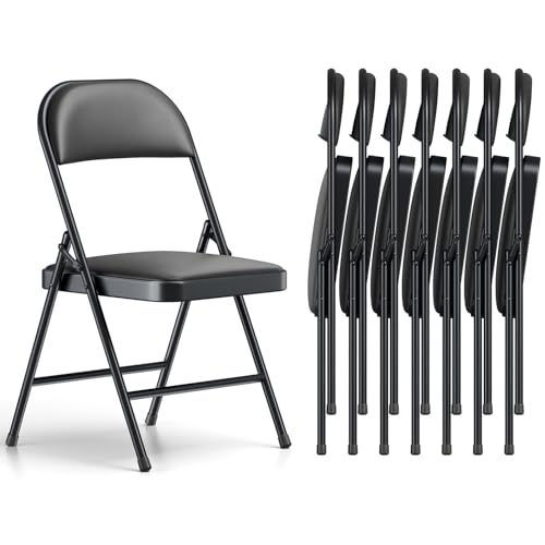 Folding Chairs 8 Pack Black