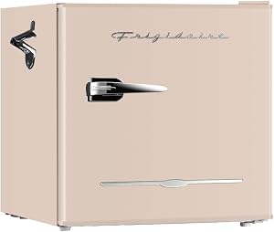 Frigidaire EFR176-CORAL 1.6 cu ft Coral Retro Fridge with Side Bottle Opener. for The Office, Dorm Room or Cabin