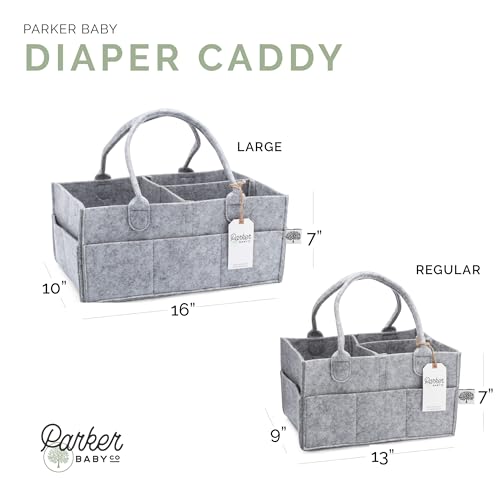 Parker Baby Diaper Caddy - Nursery Storage Bin and Car Organizer for Diapers and Baby Wipes - Gray, Regular by Parker Baby Co. - Image 5