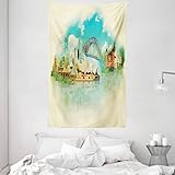 ABAKUHAUS Australien Wandteppich & Tagesdecke, Stadtansicht Sydney, aus Weiches Mikrofaser Stoff Dreck abweichender Digitaldruck, 140 x 230 cm, Sahne & Multicolor