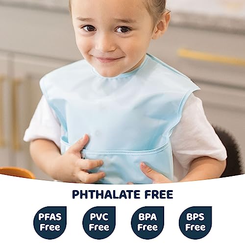 image for Tiny Twinkle Mess Proof Baby Bibs for Eating - Waterproof, Wipeable Bi